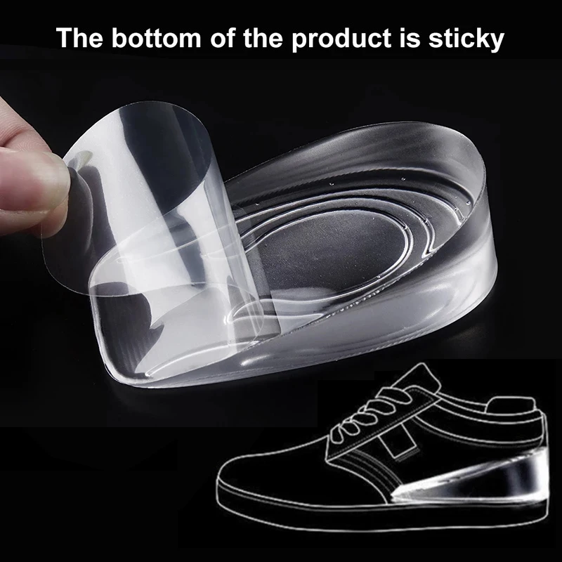 Height Increase Half Insoles for Shoes Men Heel Lift Inserts Silicone Gel Heightening Shoe Insole for Women Sneakers Foot Pads