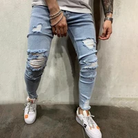 streetwear vintage jeans mens jeans summer fashion solid color slim ripped jeans mens casual mid waist denim pencil pants