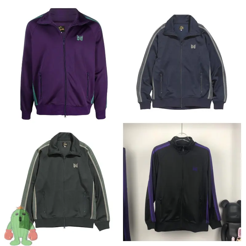 

Needles Jacket 1:1 Quality Butterfly Embroidered Casual Coat T Striped Webbing Causal Jackets for Men Women