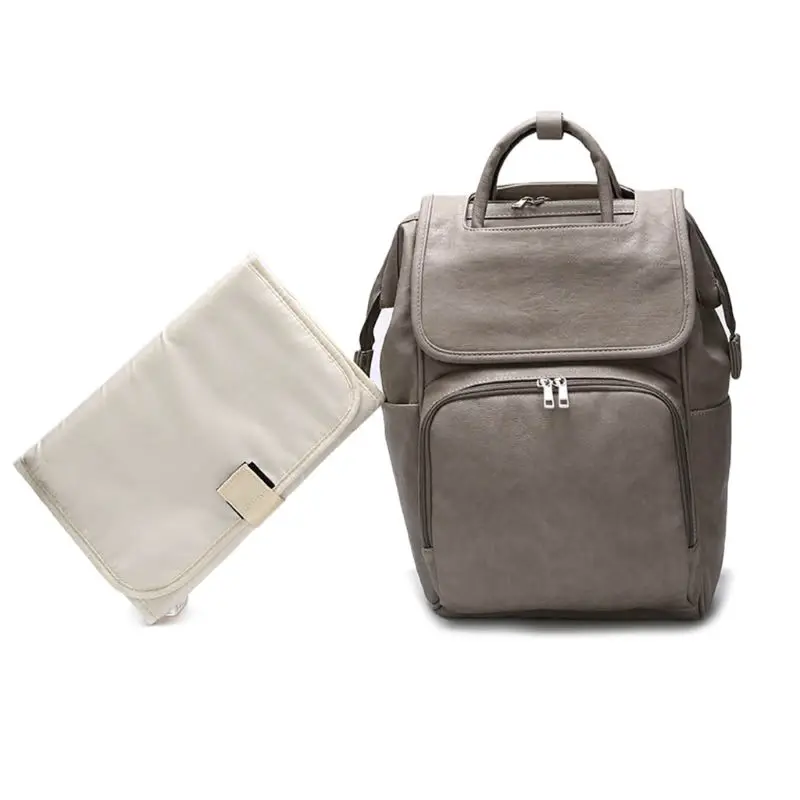 Large Capacity Diaper Bags PU Leather Mummy Maternity Nappy Travel Backpack Multi Function Organizer