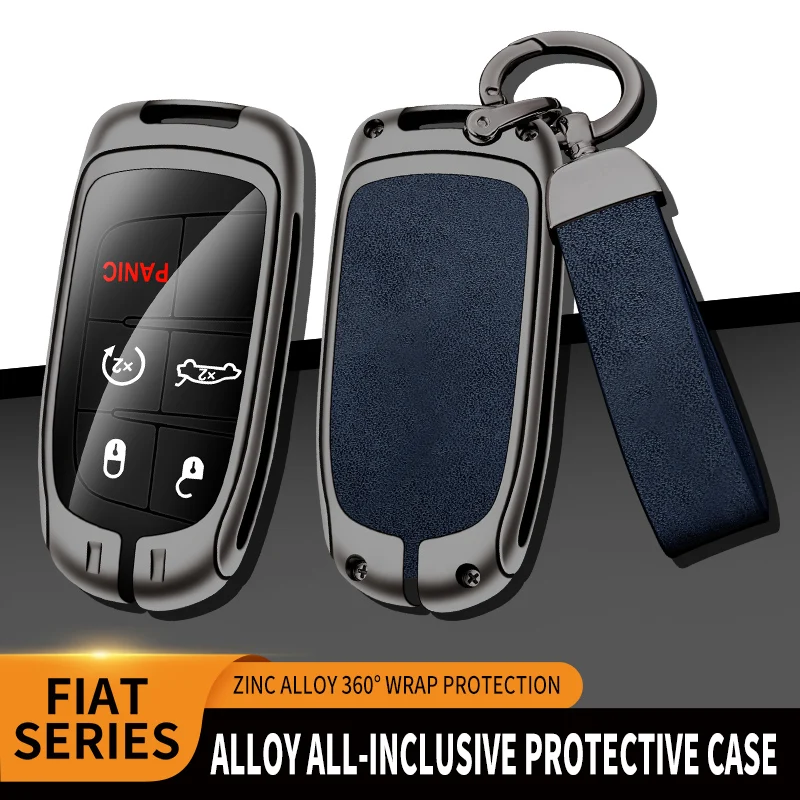 

New Zinc Alloy+Leather+TPU Car Remote Key Bag Key Chain For Fiat Freemont Ottimo Viaggio 2015