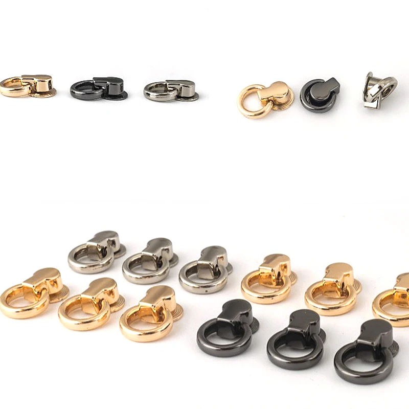 10pcs High Quality Swivel Head Clasp Bag Strap Solid Brass Nail Buckle Nipple Rivet Metal With Ring Leather DIY Accessories