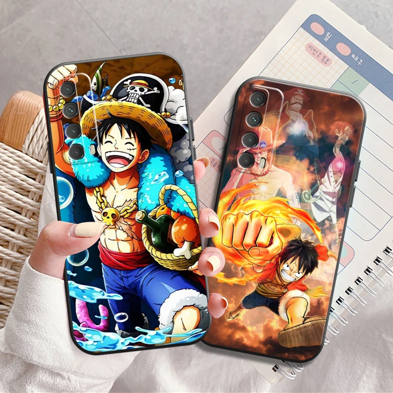 

One Piece Anime Phone Case For Huawei Honor 7A 7X 8 8X 8C 9 V9 9A 9X 9 Lite 9X Lite Back Black Coque Funda Liquid Silicon
