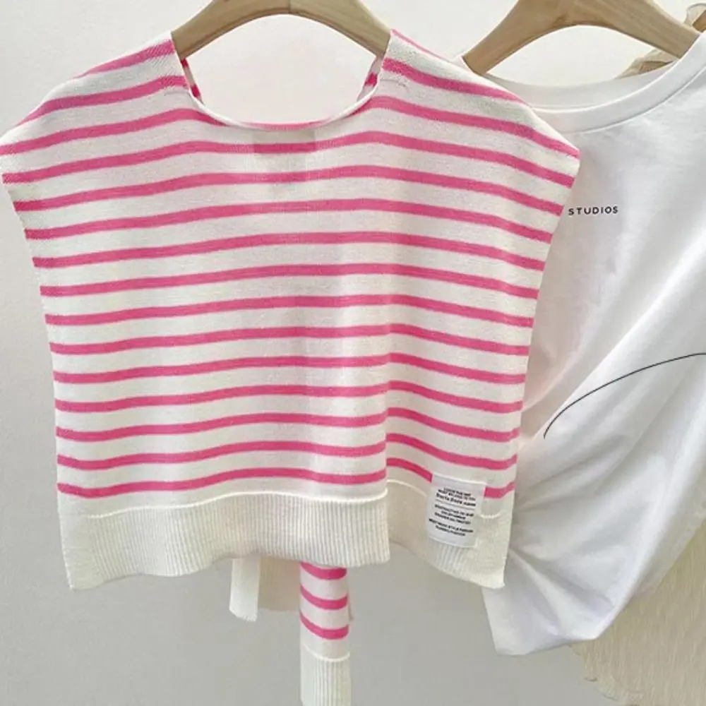 Вязаная Шаль в полоску карамельных цветов элегантный шарф для шеи универсальный