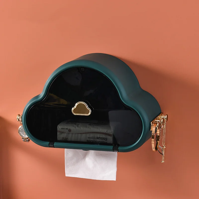 

Cloth Face Storage Box Wall-Mounted Punch-Free Toilet Cloud Tissue Box Disposable Cleaning Towel Storage Rack