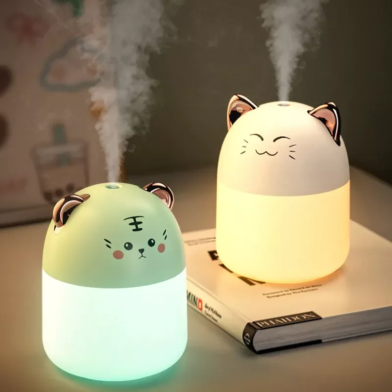 

Air Humidifier for Home Ultrasonic Car Mist Maker with Colorful Night Cat USB Lamps Mini Office Air Purifier
