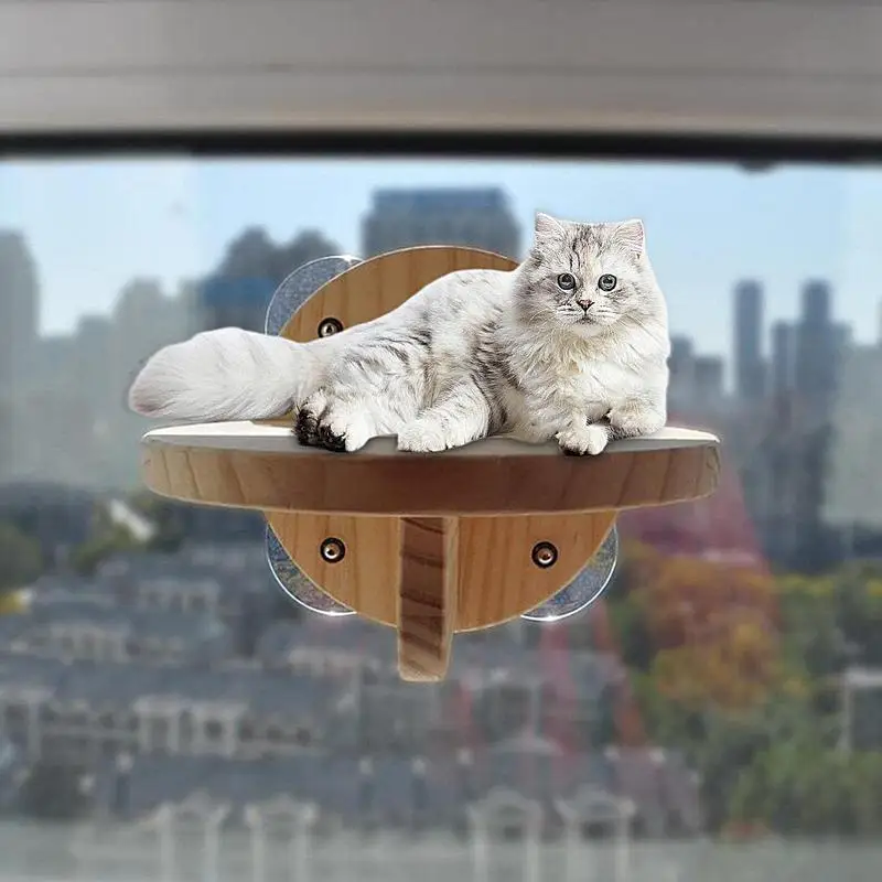 

Cat Hammock Cat Wall Shelf Hanging Bed Wall Mounted Cat Tree Wood Cat Climbing Shelves Jumping Platform With Sucking Disc