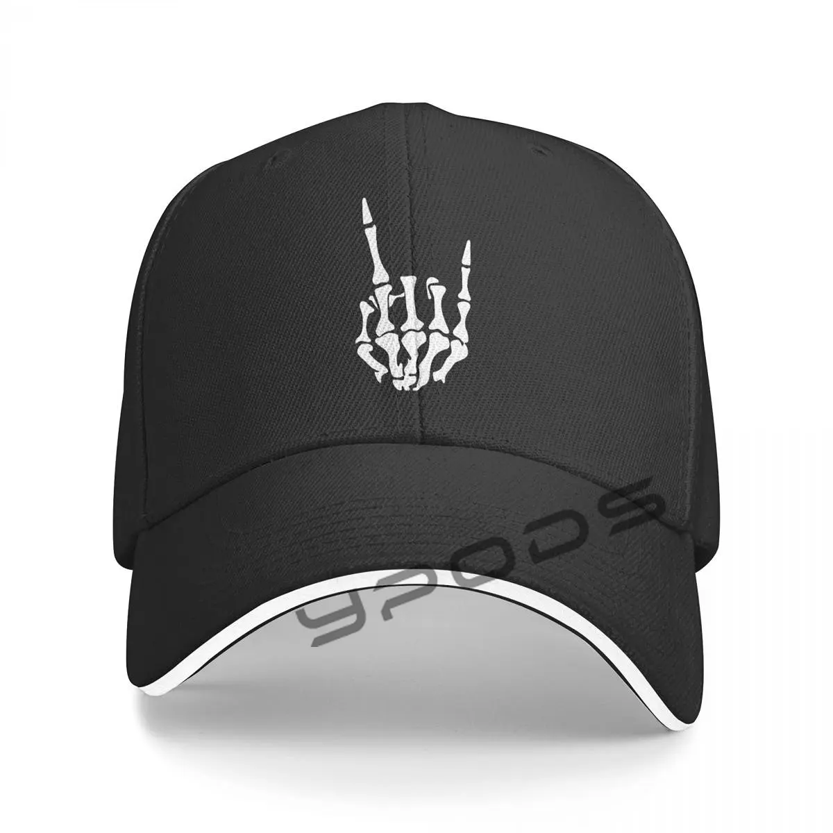 

Rock N Roll Skeleton Hand 5 Trucker Cap Snapback Hat for Men Baseball Mens Hats Caps for Logo