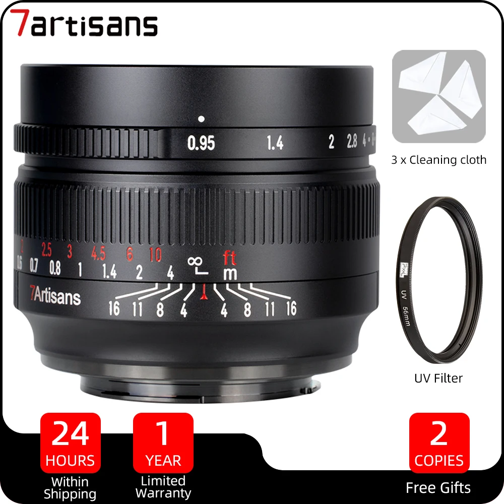 

7artisans 50mm F0.95 APS-C Manual Fixed Large Aperture Camera Lens for Sony E Fuji X Canon EOS M Nikon Z Micro 4/3 Mount