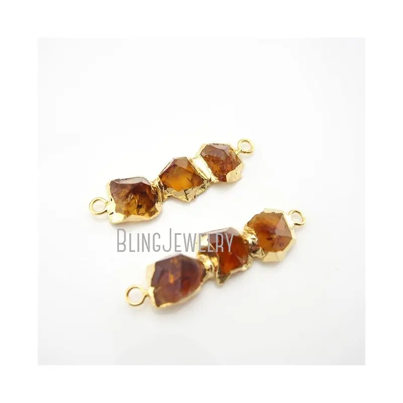 

PC13595 Beautiful Petite Citrine Point Double Bail Bar Connector with Electroplated