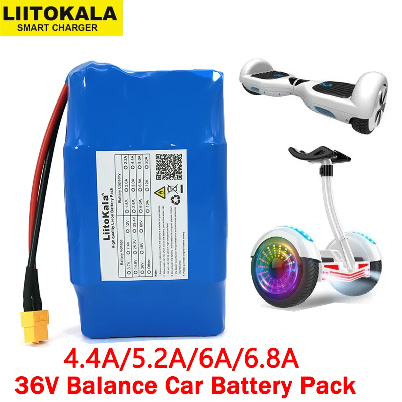 

Liitokala 36V 4.4Ah 5.2Ah 6Ah 6.8Ah 2 wheel electric scooter self balancing 18650 lithium battery pack for Self-balancing Fits