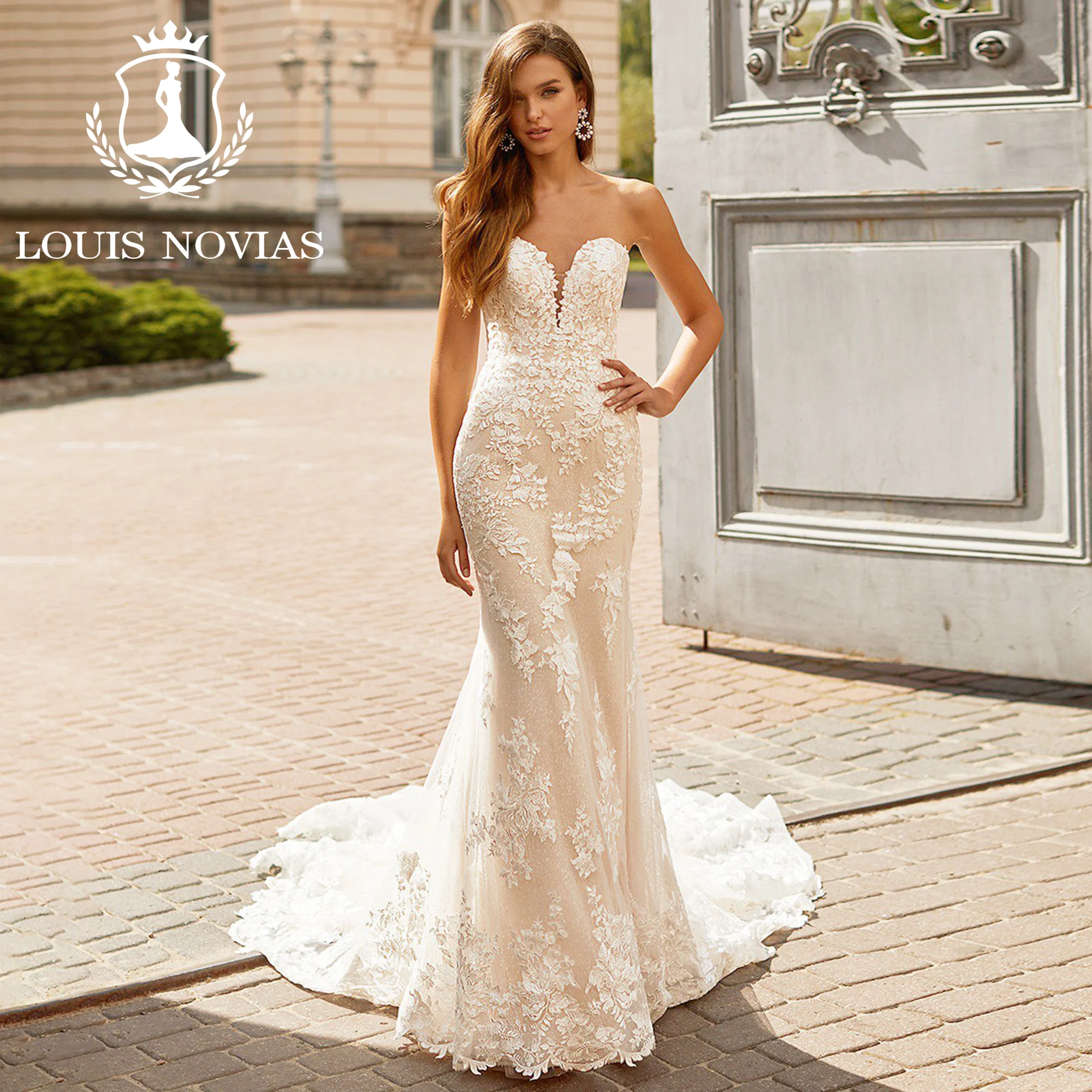 

LOUIS NOVIAS Mermaid Wedding Dress High Quality 2023 Sweetheart Chapel Train Embroidery Trumpet Wedding Gown Vestidos De Novia