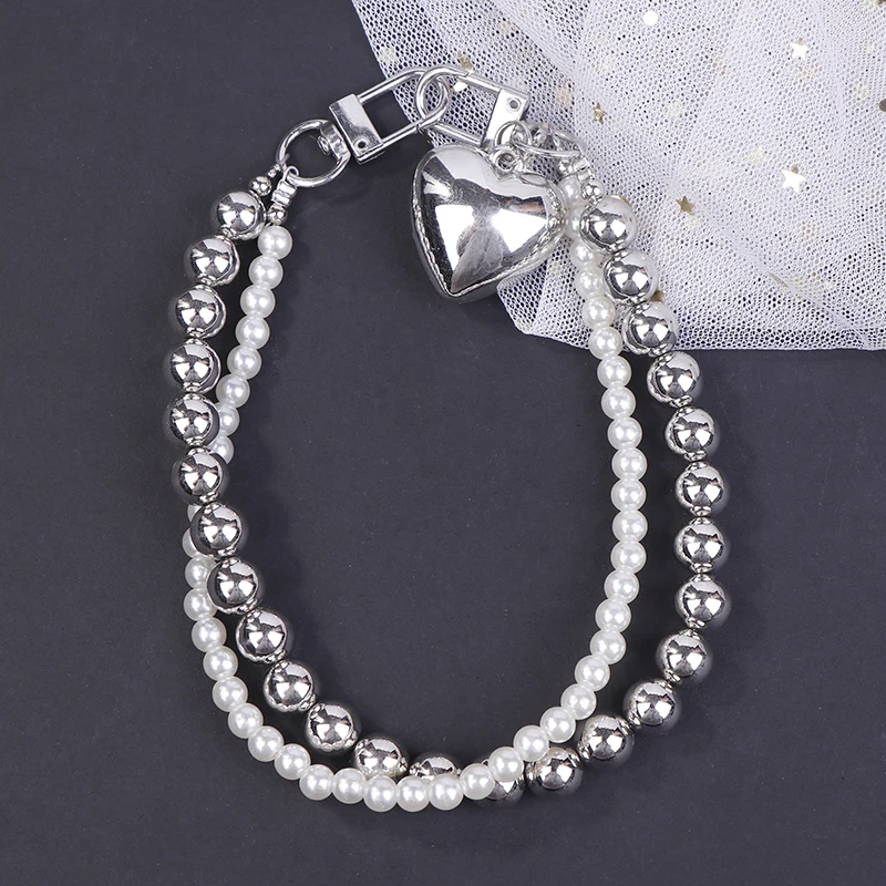 Простая жемчужная двойная цепочка для мобильного телефона ремешок с бантом из