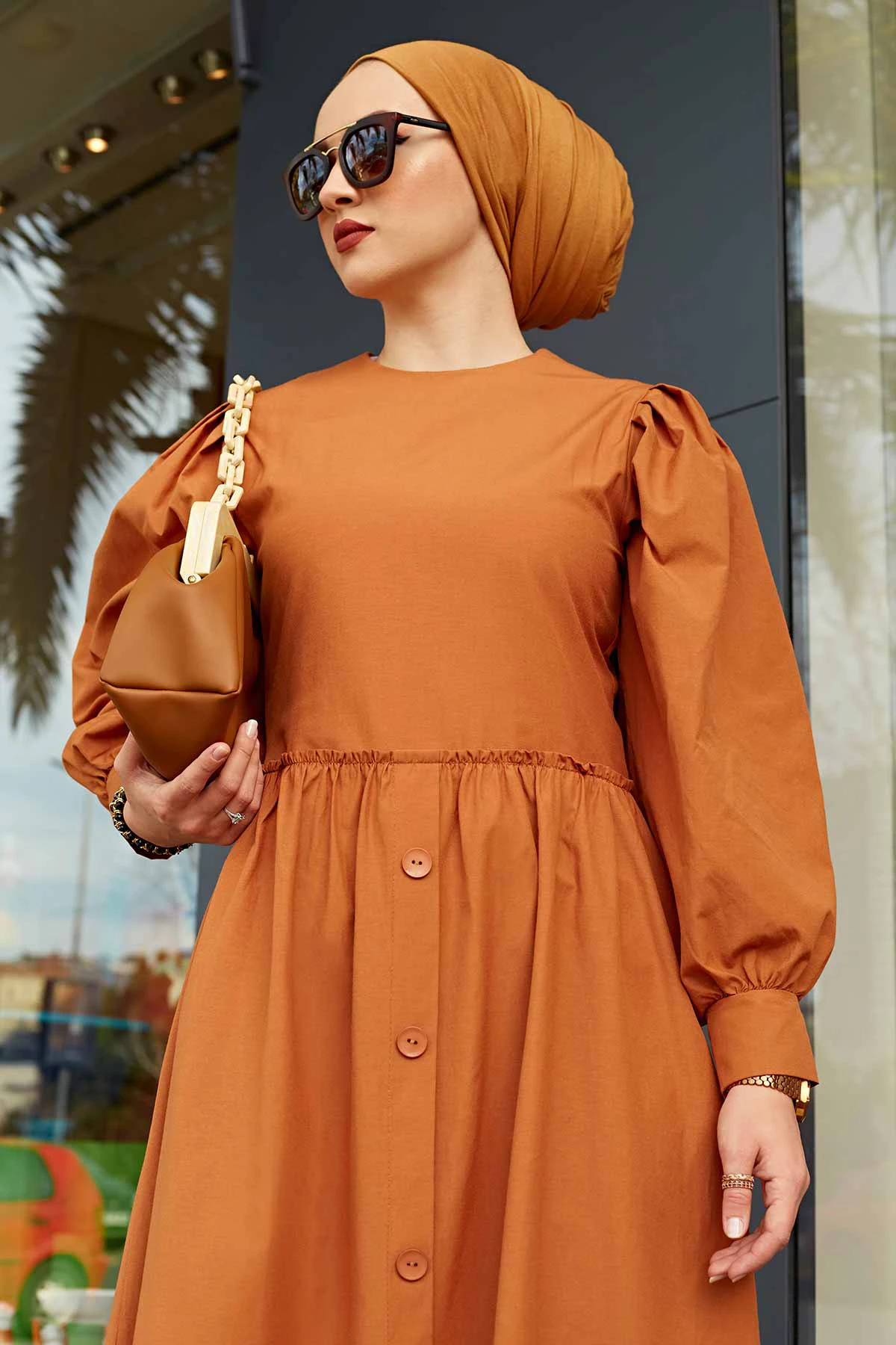 Женское длинное платье-хиджаб с рукавом «воздушный шар»