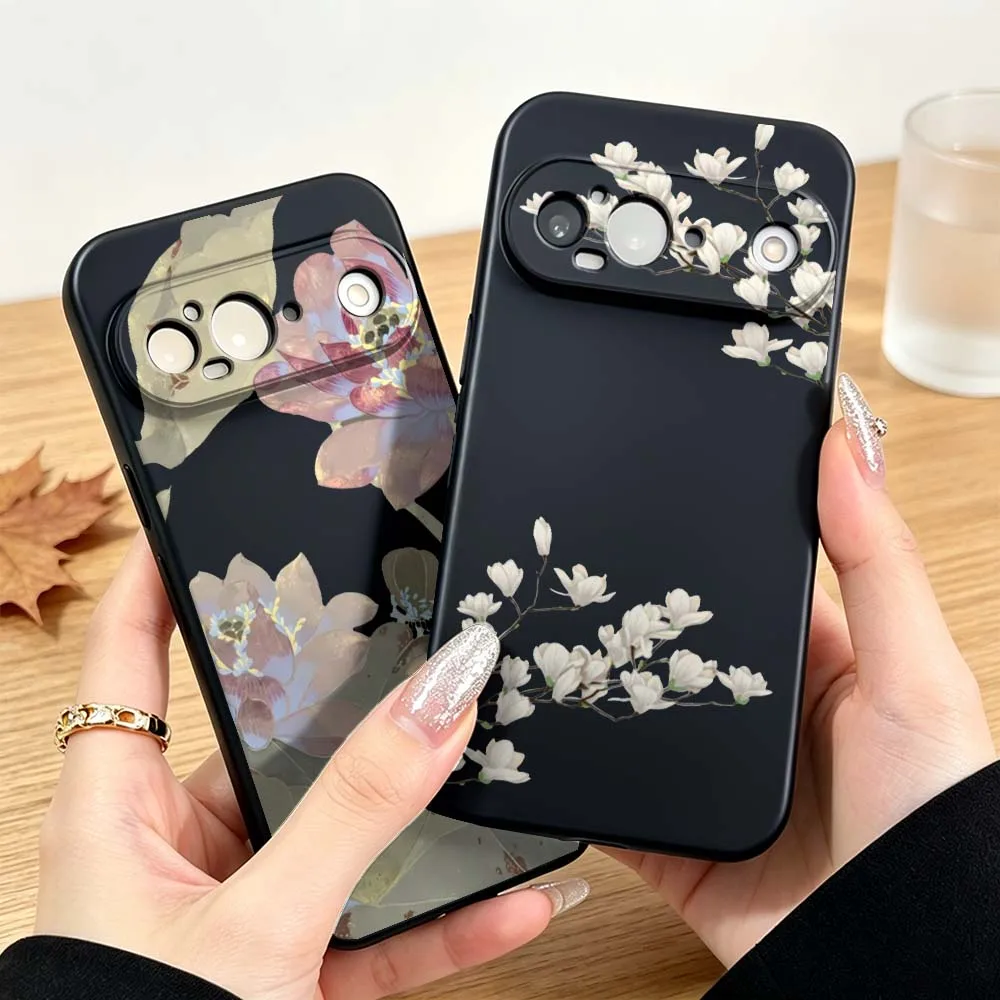 Фото Чехол для телефона с узором в виде облаков и цветов для Google Pixel 10, 10A, 9, 8, 7, 9a, 8A, 7a, 6a, XL, Pro, 5G, черный №2