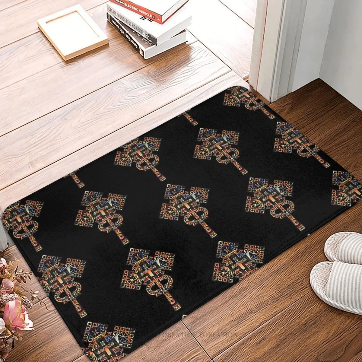 

Эфиопский Противоскользящий коврик для ванной, фланелевый коврик в африканском стиле, коврик для входной двери, домашний декоративный коврик