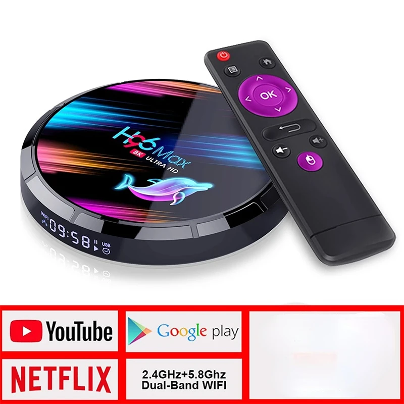 

Приставка смарт-тв H96 max, 8K, Android 9,0, Netflix, Youtube, HD, для Tiktok, голосовой помощник Google, H96 max X3