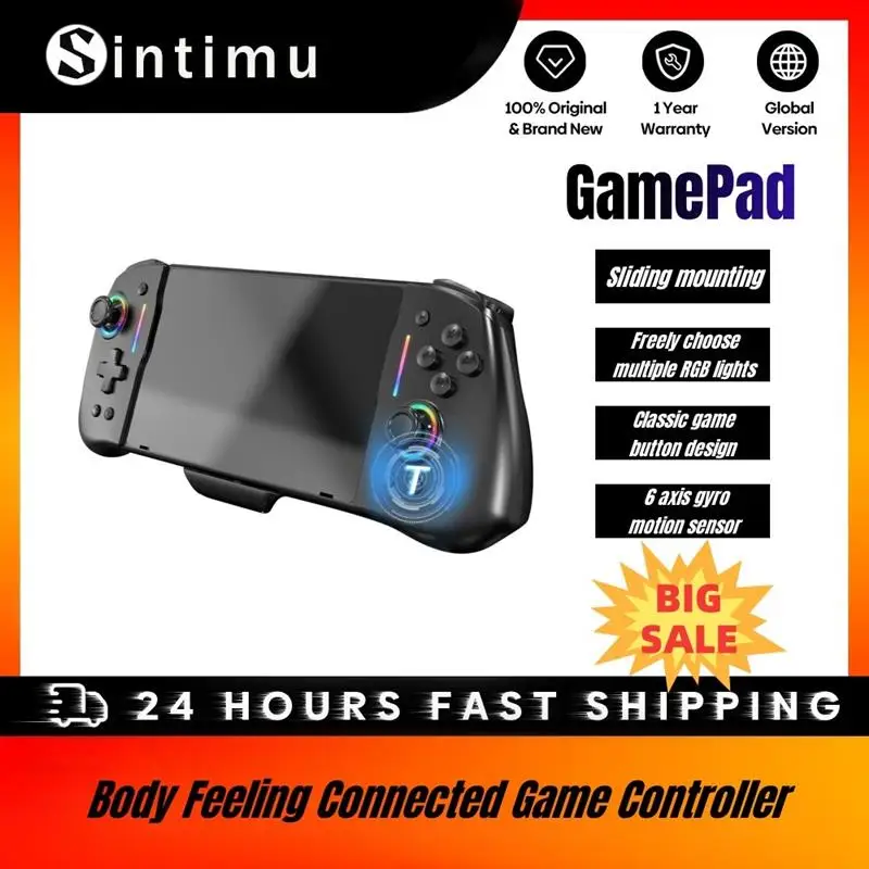 

Inline Game Controller, Colorful RGB Light, Six Axis Body Feeling Bluetooth, Android IOS, Bluetooth, Left And Right Joystick