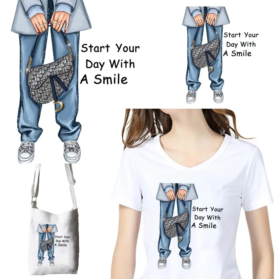 Модная девушка с утюгом переводная на одежду DIY A-level Тепловая наклейка на сумку-футболку красивые нашивки для одежды декор с аппликацией