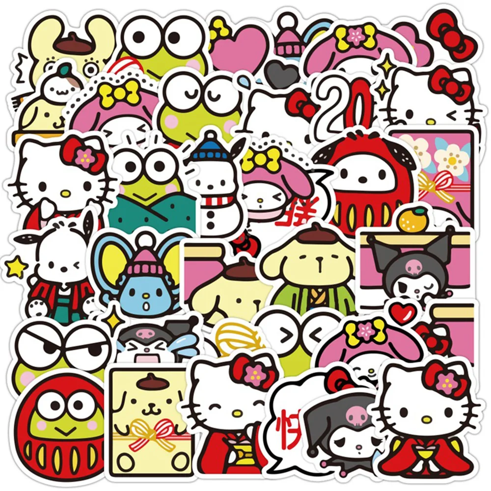 

10/20/40pcs Kuromi Hello Kitty Stickers Kawaii Girls Waterproof Cartoon Decals DIY Suitcase Phone Laptop Anime Stickers for Kids
