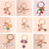 new 60 styles colorful enamel animal keychain for car key cute bear heart flower key chain women bag accessories jewelry gifts