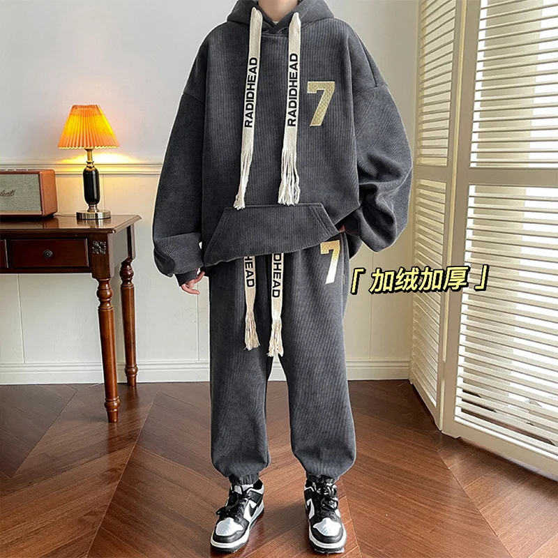 

Privathinker 2022 Зимний Большой мужской костюм с капюшоном, модный брендовый теплый спортивный костюм в стиле хип-хоп, мужской комплект одежды