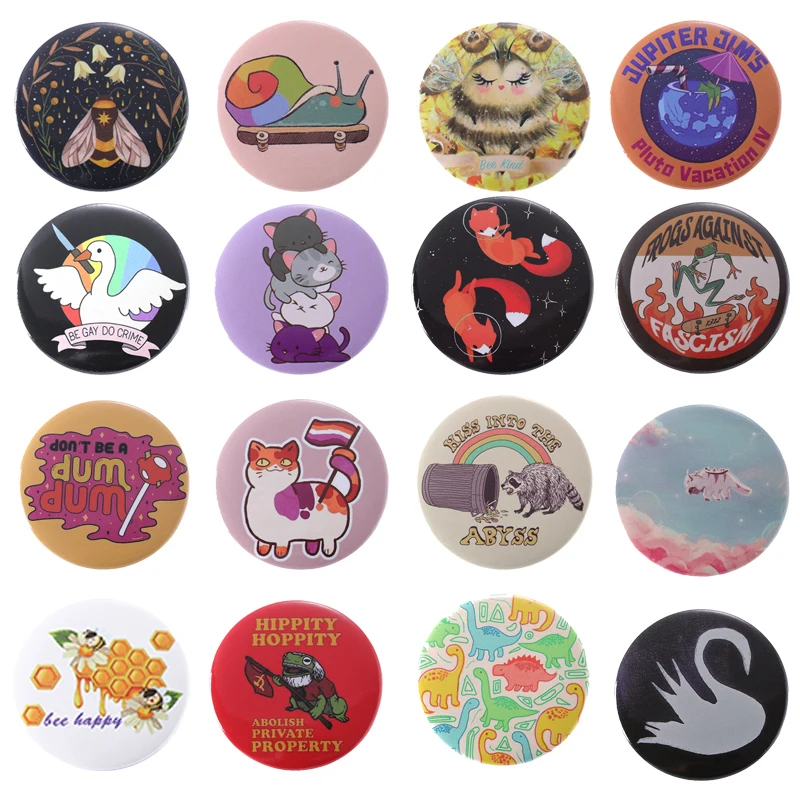 

Tinplate Soft Button Pin Diligent Bees Cute Cats Animal Brooch Clothes Funny Metal Hat Collar Creative Jewelry Gift Lapel Badge