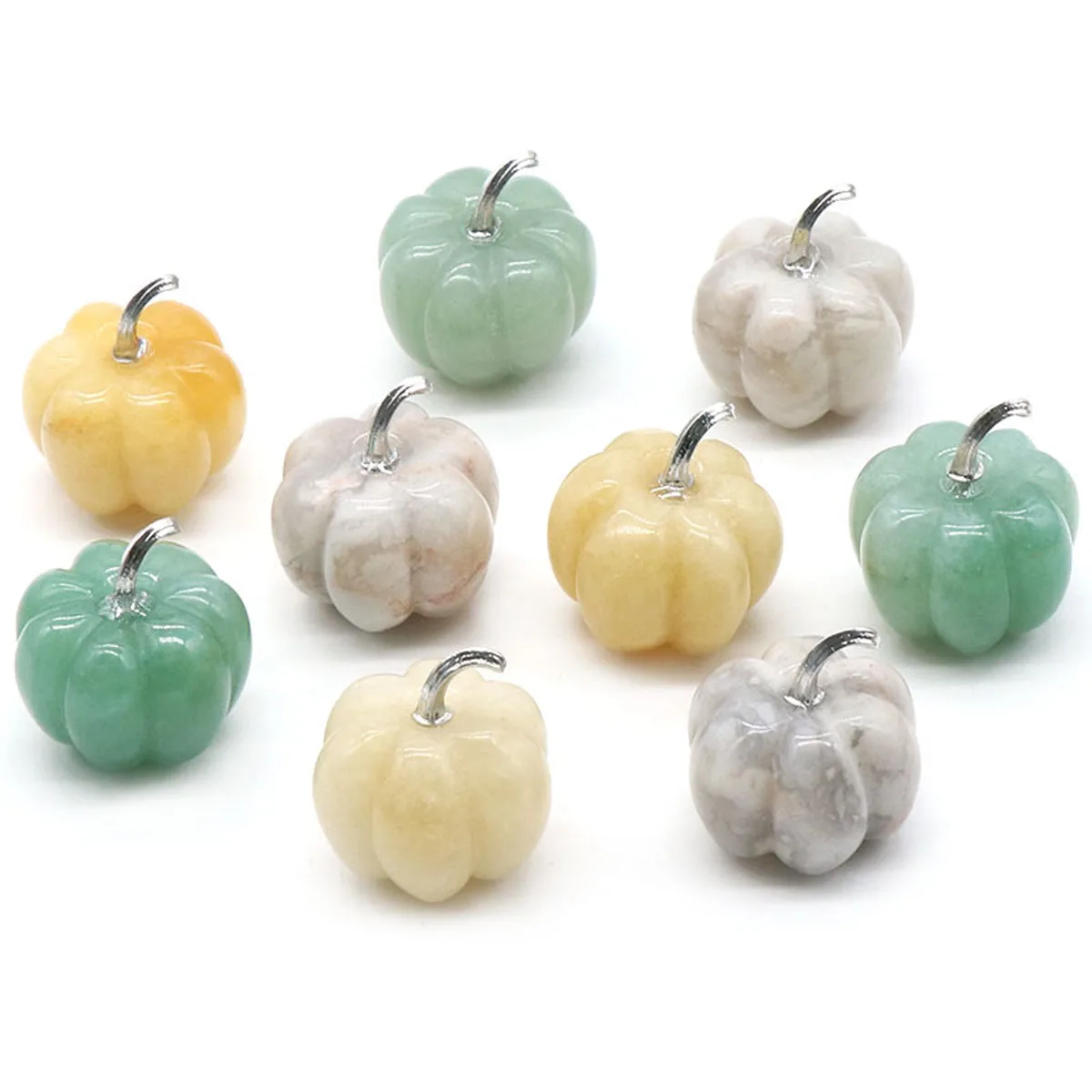 

Natural Stone Pumpkin Shape White Agate Yellow Jade Ornament for Charm Jewelry DIY Home Decoration Decoration Exquisite Gifts
