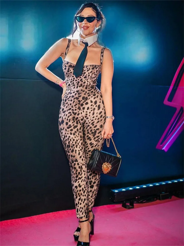 Сексуальный комбинезон Nibber с леопардовым принтом женский без рукавов