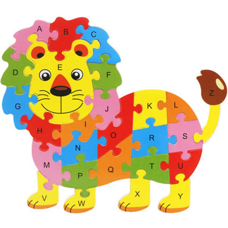 

26 Patterns Wooden Animal Alphabet Early Learning Puzzle Jigsaw for Kids Baby Educational Learing Intelligent Toys for Children