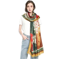 18090cm luxury brand design floral big square scarf twill silk scarf women kerchief scarves for ladies fashion shawl