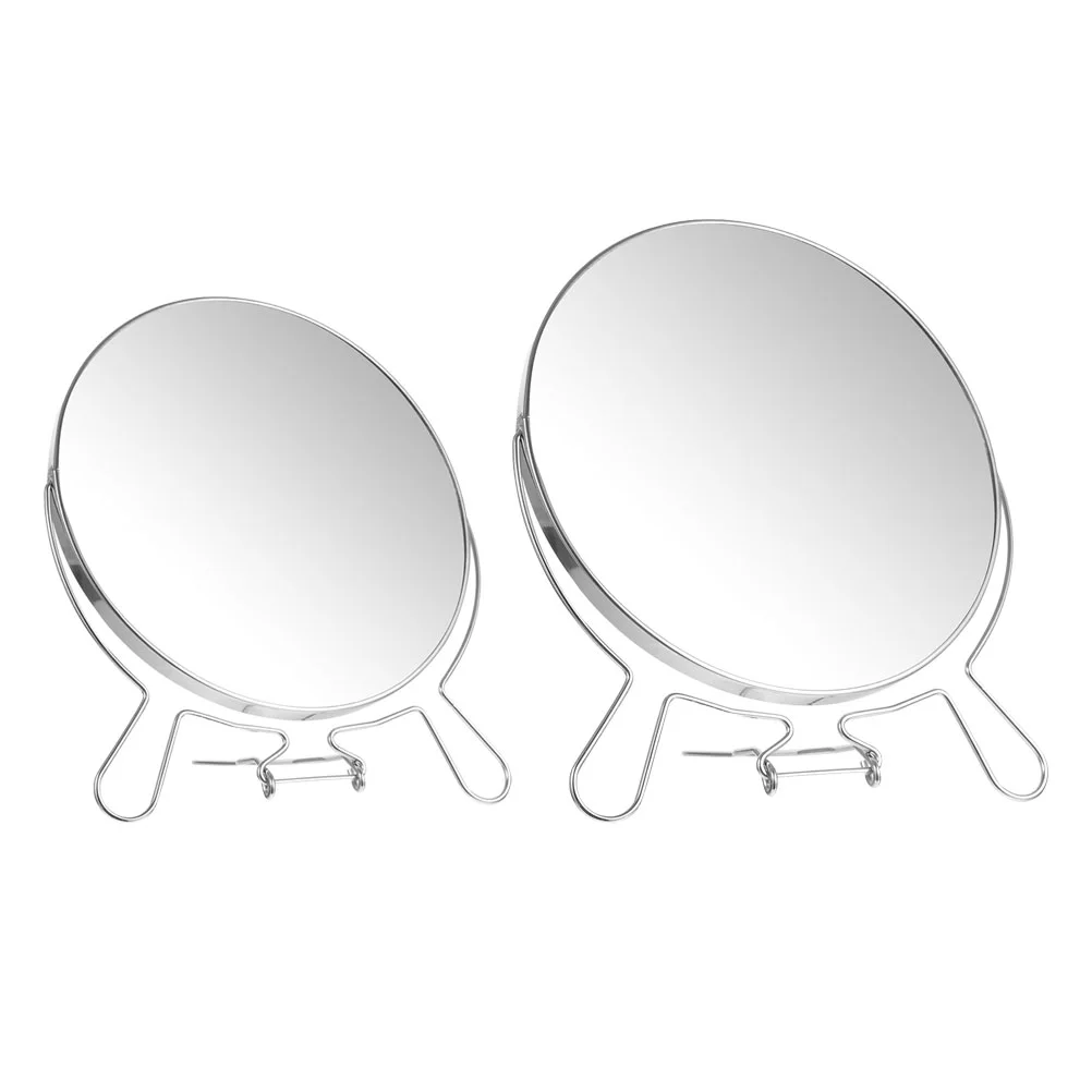 

2Pcs Creative Tabletop Mirror Rotating Cosmetics Mirror Practical Dual-sided Mirror