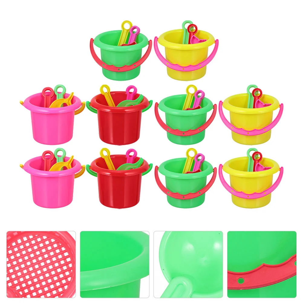 

40 Pcs/10 Beach Bucket Children Sand Toy Kids Mini Toys Playing Plastic Kidcraft Playset