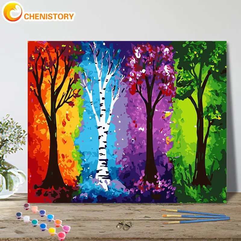 

CHENISTORY Paint By Number Color Tree Landscape Drawing On Canvas Hand Painted Art Gift Diy Pictures By Numbers Kits Home Decor