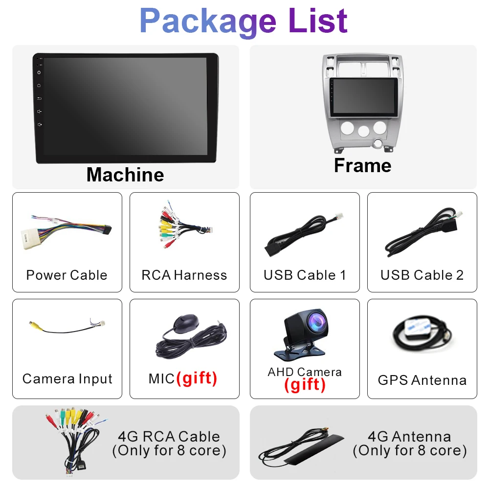 Автомобильный радио стерео с экраном QLED 10 дюймов на Android 12 для Hyundai Tucson 2005 2006-2011 с мультимедиа видеоплеером, автомобильным аудио GPS и Carplay.