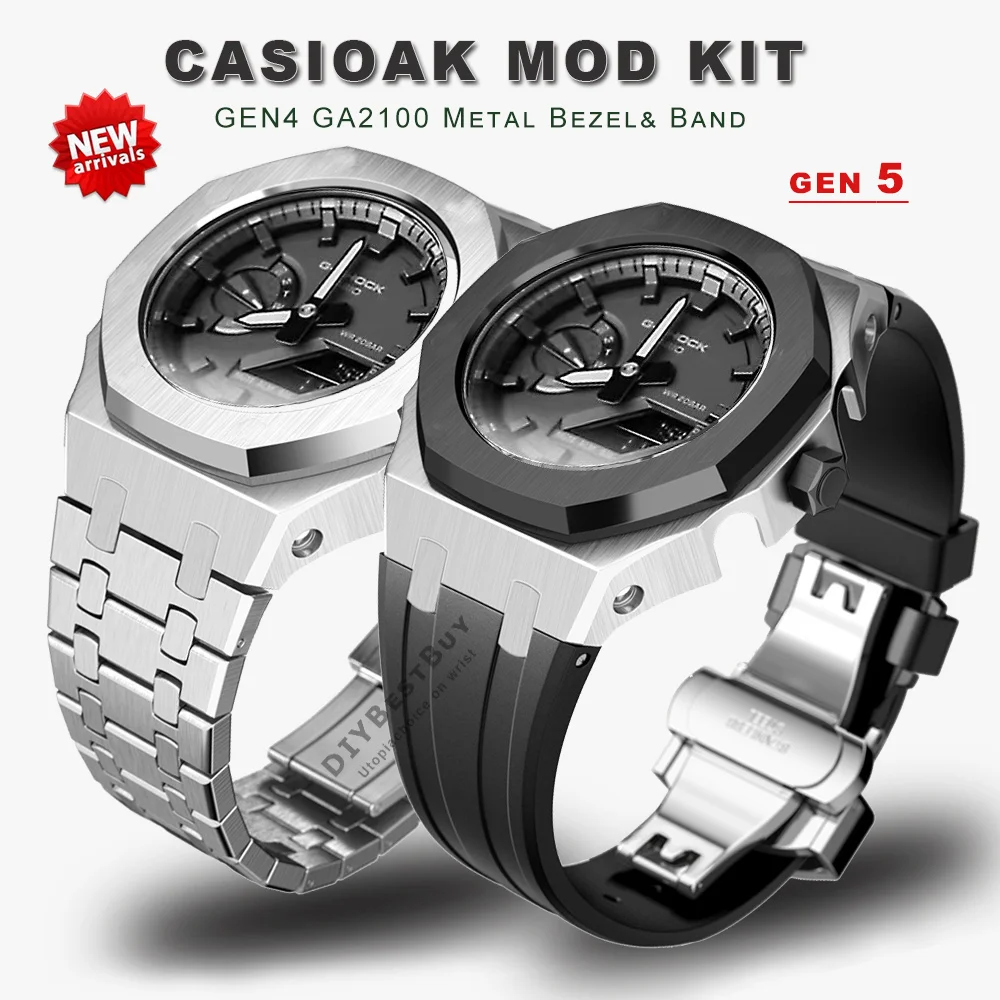 

Mod Kit GEN4 Gen5 GA2100 Metal Bezel for G shock Casioak Modification 4th Generation Rubber&Steel Watch Case Strap GA2100 2110