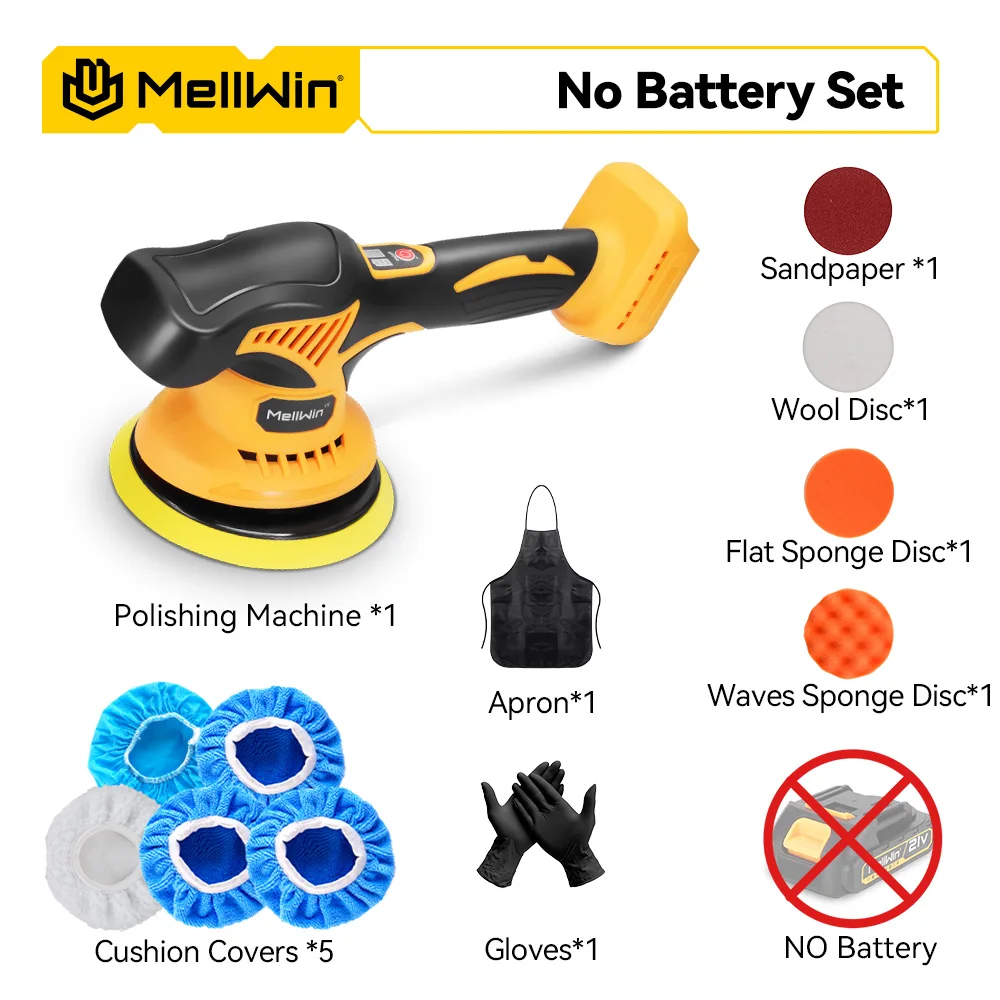 

MELLWIN Беспроводная машинка для полировки автомобиля 150 мм 8 скоростей