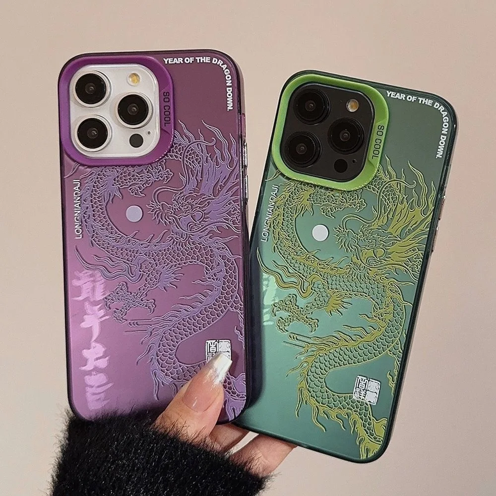 Чехол для телефона с китайскими зелеными фиолетовыми драконами Xiaomi Redmi 14C 13C 12C 13 12