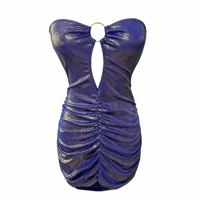 2024 женское сексуальное плиссированное платье без бретелек для ночного клуба