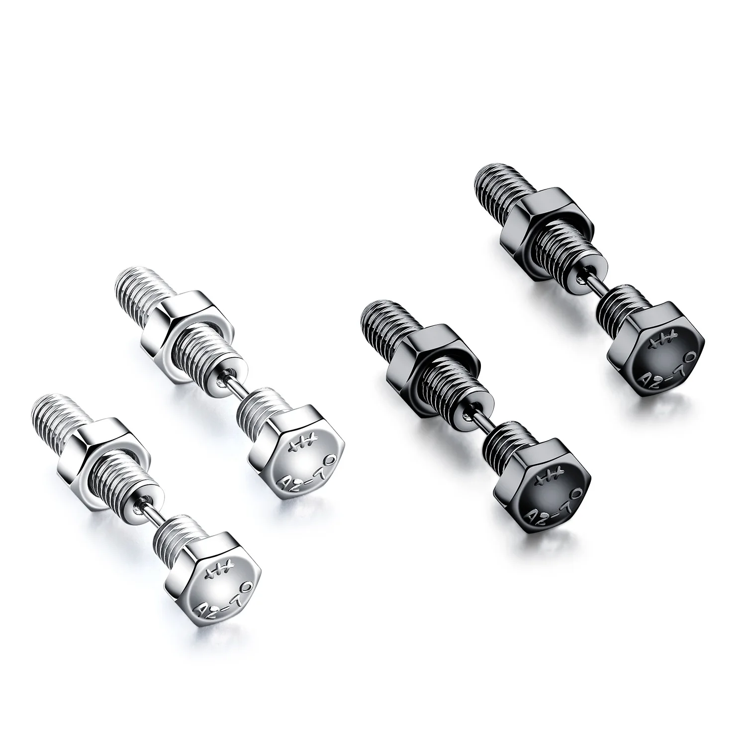 

Hex Screw Nut Stud Earrings Exaggerated Titanium Steel Stud Male and Female Domineering Personality Nightclub Earrings