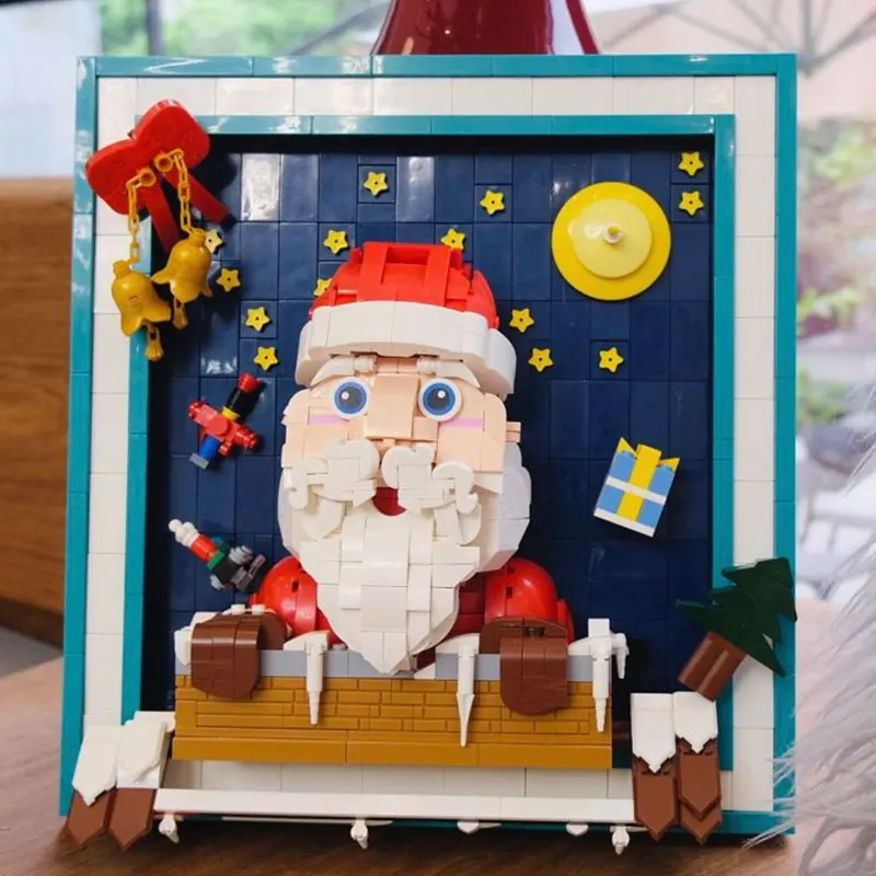 

Christmas Tree New Gingerbread House Model Building Block Toy 1079PCS Village Train Christmas Old Man Elk New Year