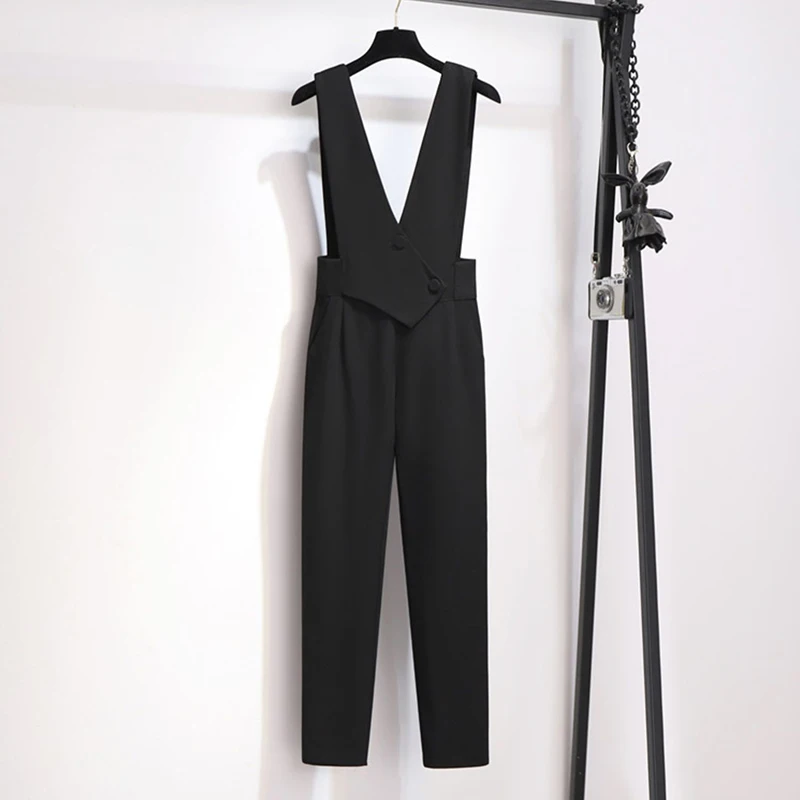 Женский офисный комбинезон с высокой талией элегантный в Корейском стиле одежда