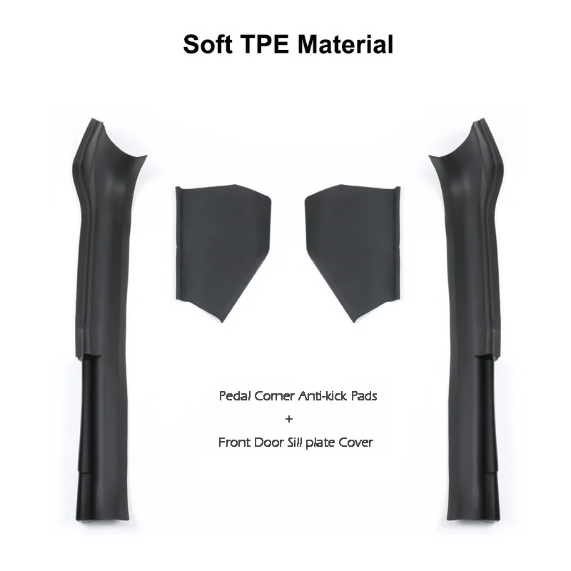 Защитная Накладка на порог передней двери Tesla Model Y TPE, резиновая защита от ударов, скрытый упор для педали, угловые противоударные накладки, автомобильные аксессуары