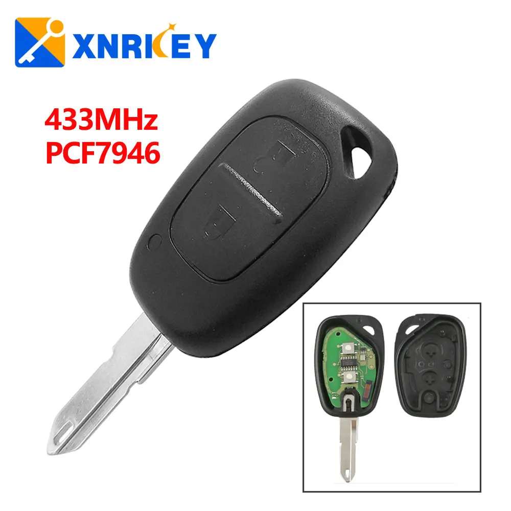 

XNRKEY 2 Button Remote Key PCF7946 Chip 433Mhz for Renault Master Traffic Kangoo Nissan Interstar Primastar Vauxhall Opel Vivaro