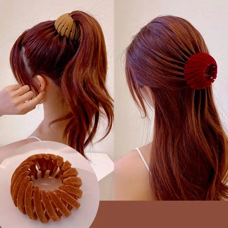

Women Bun Hair Claw Bird's Nest Buckle Hair Clip Hairpins Expanding Hair Accessories Fashion Plastic Holder Cage Headwear