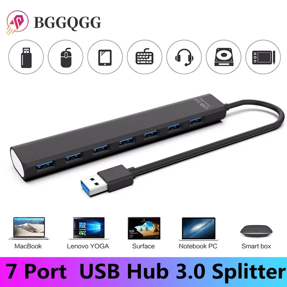 

BGGQGG USB 3.0 HUB USB HUB Multi USB Splitter USB 3 Hab Use Power Adapter Hub USB 3.0 4/7 Port Expander PC Computer Accessories