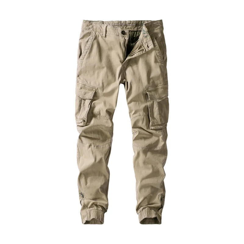 Men Casual Cargo Cotton  Pants Elastic Outdoor Hiking Trekking Tactical Sweatpants Male Military Multi-Pocket Combat Trousers