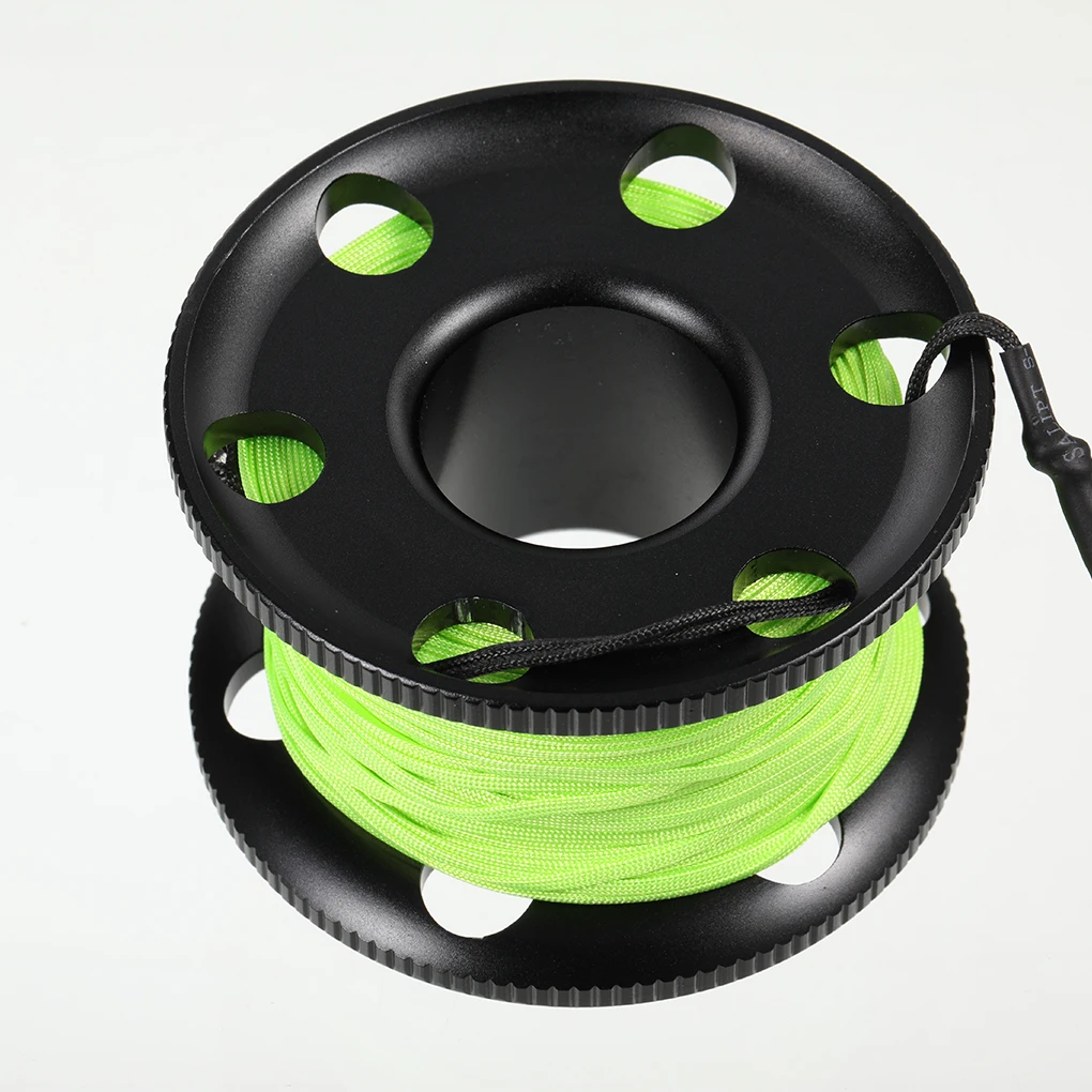 

Scuba Diving Spool Finger Reel Stainless Steel Polyester Fiber Fluorescent Green Dive Equipment Line Safety Rope Black
