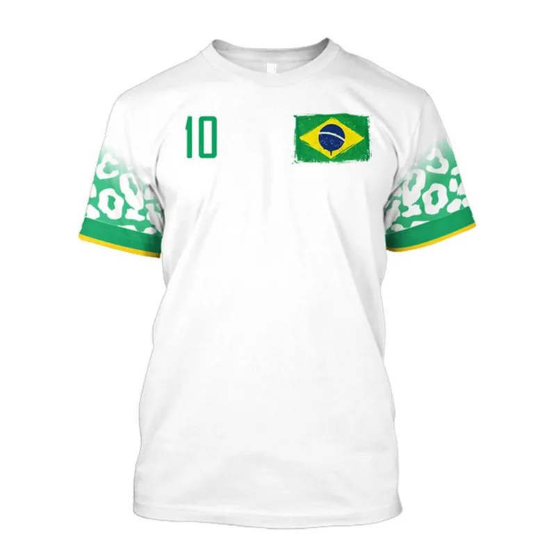

Brazilian football T-shirt, mesh sports clothing, Brazilian national football team, white team, player, super loose, World fans T-shirt 2022