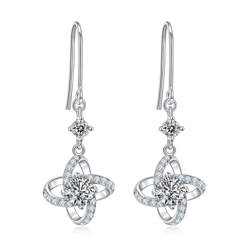 

IOGOU With GRA Certificates 925 Sterling Silver Round Cut 0.5CT White 100% Moissanite Windmill Hook Earrings For Women Jewelry